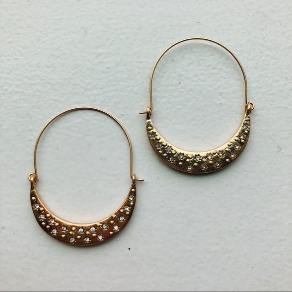 Anthropologie Jewelry - Anthro Crescent Moon Embellished Hoops